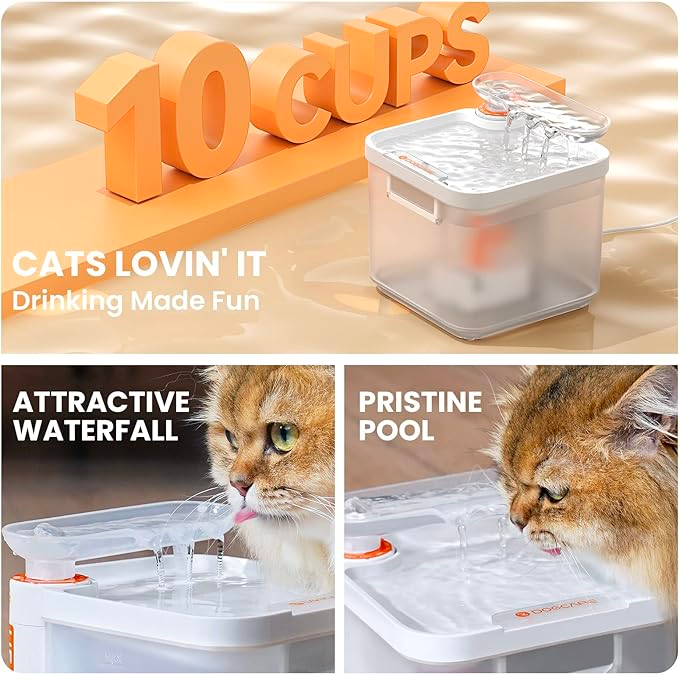 DOGCARE Cat Water Fountain with Ultra-Filtration 90-Day Long Lasting Filter, 85oz/2.5L